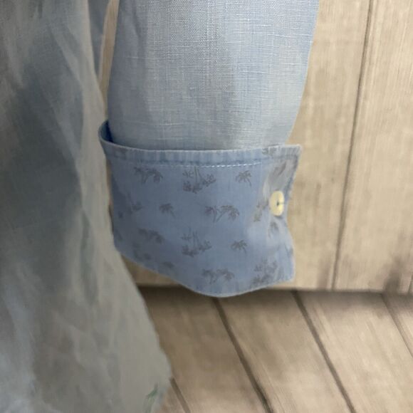 Tommy Bahama Men's Large Light Blue Linen Long Sleeve Button-Front Shirt - Picture 4 of 9